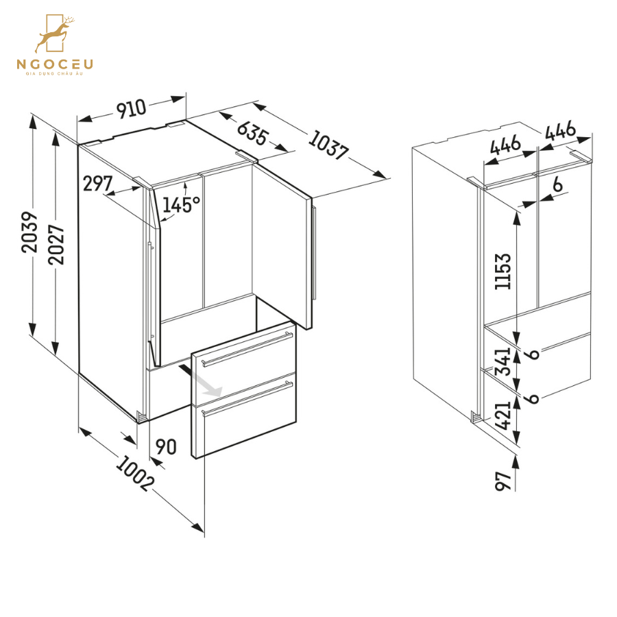 Tủ lạnh kết hợp tủ đông 522L -  Liebherr ECBNe 8872 BioFresh NoFrost