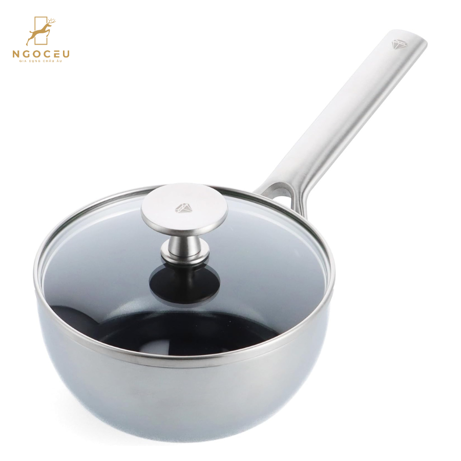 Quánh chống dính phủ tinh thể kim cương cao cấp Blue Diamond CC004819 có nắp kính - 16cm