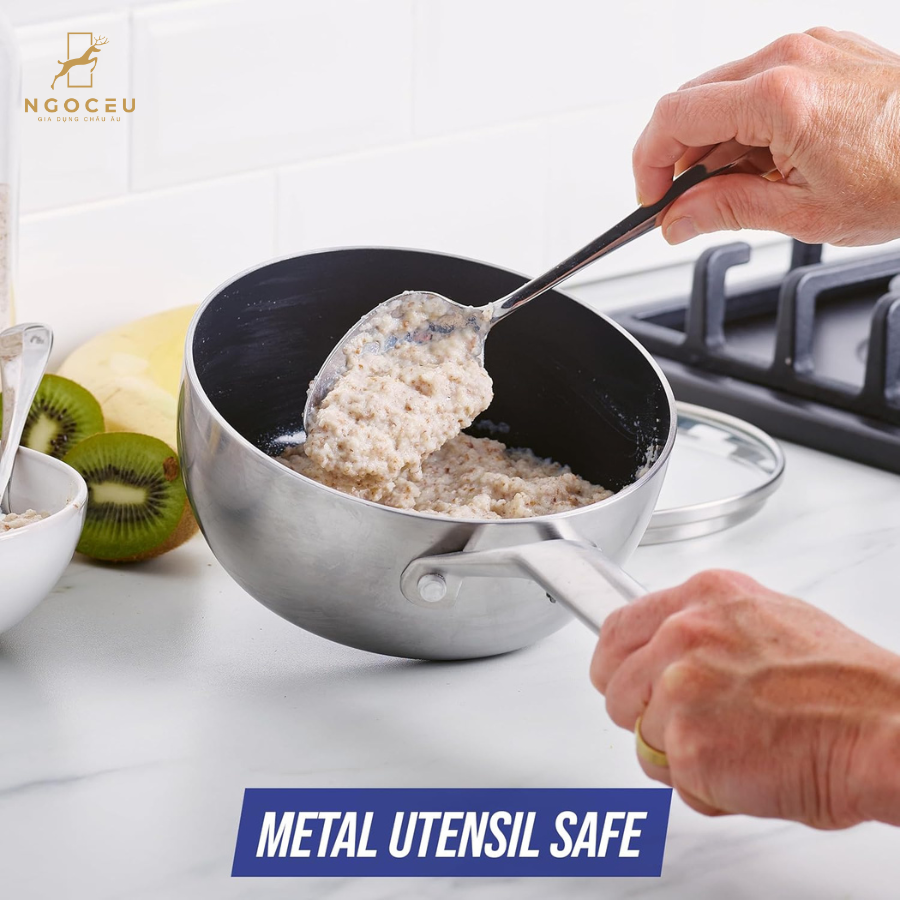 Quánh chống dính phủ tinh thể kim cương cao cấp Blue Diamond CC004819 có nắp kính - 16cm