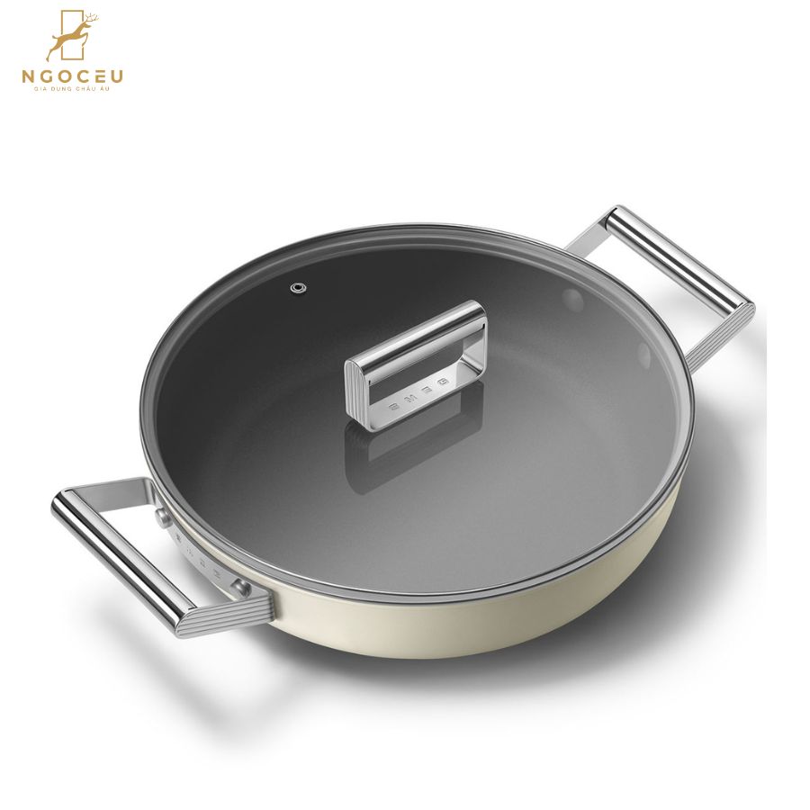 Chảo chống dính có nắp Smeg CKFD2811CRM - 28cm