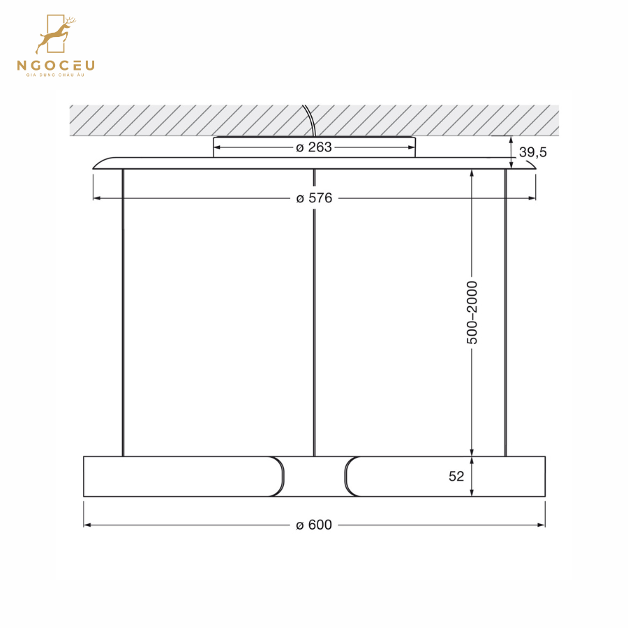 Đèn thả treo trần Occhio Mito Sospeso 60cm - Màu Nâu Đen