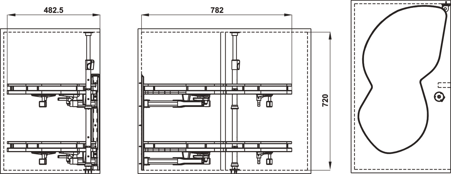 Phụ kiện tủ góc Hafele Olla Move cho tủ rộng 900mm - Bên Phải