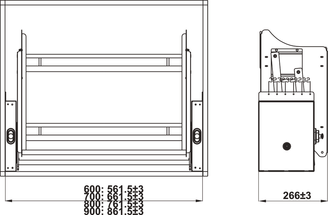 Phụ kiện tủ treo Hafele Oria cho tủ rộng 900mm