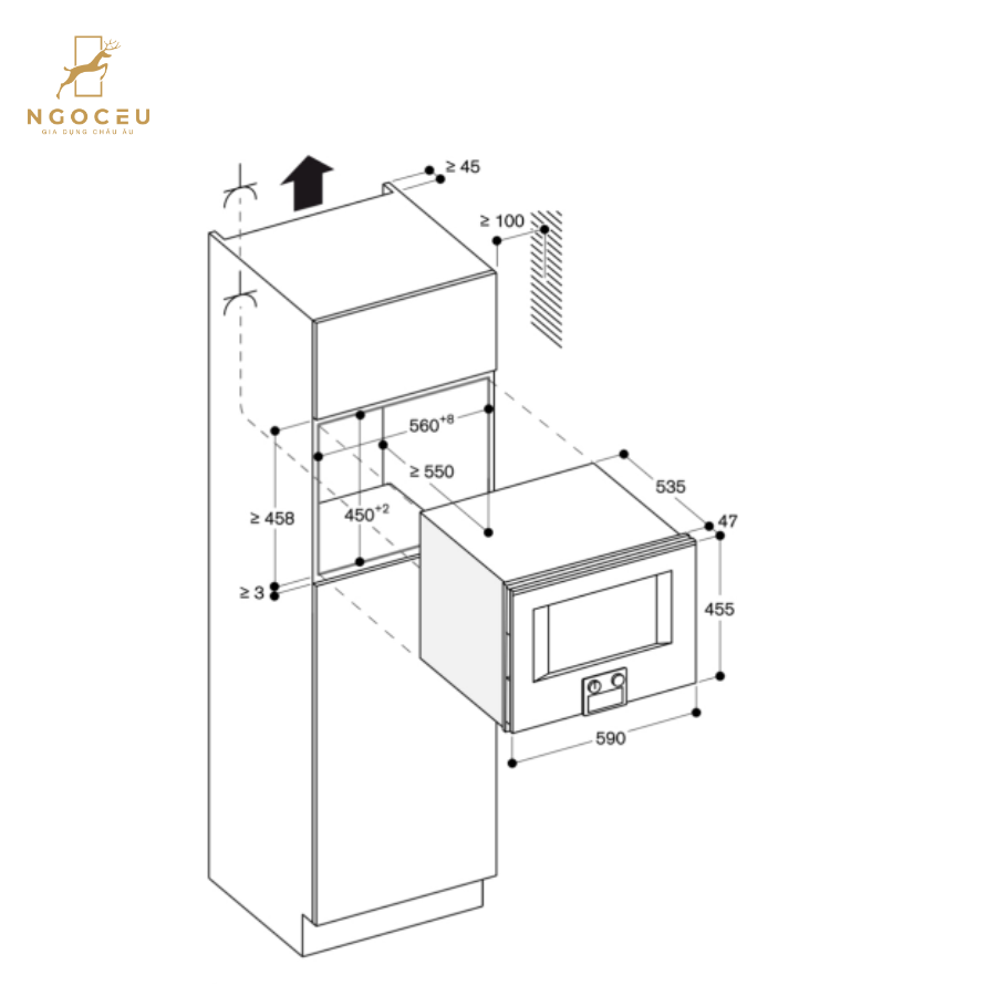 Lò vi sóng kết hợp nướng cánh trái Gaggenau BM455100 - Serie 400 - Màu Xám Than