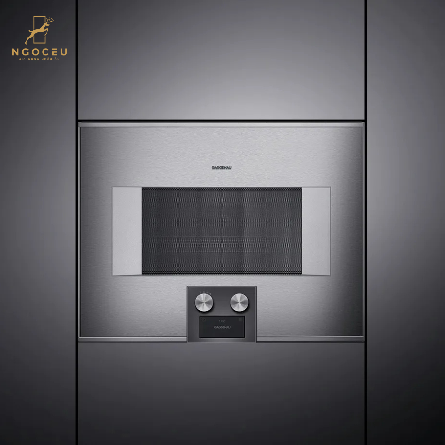 Lò vi sóng kết hợp nướng cánh trái Gaggenau BM455110 - Serie 400 - Màu Bạc