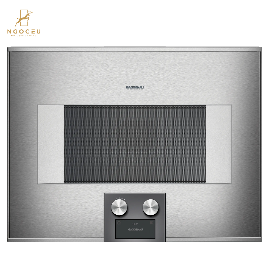 Lò vi sóng kết hợp nướng cánh trái Gaggenau BM455110 - Serie 400 - Màu Bạc