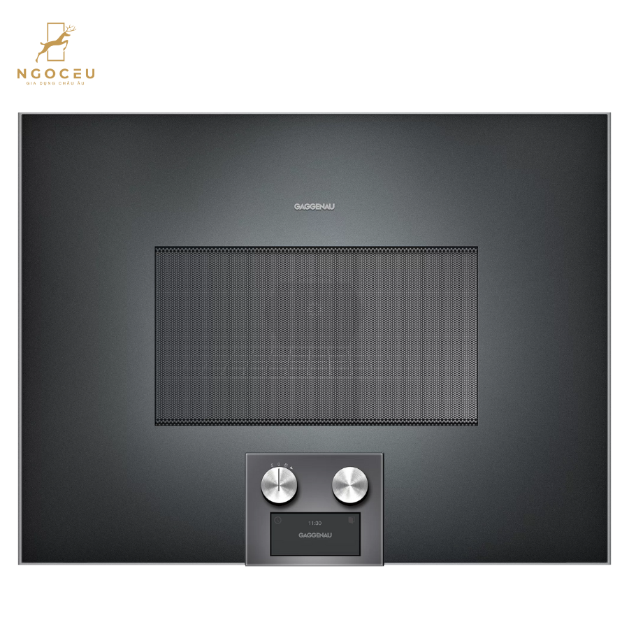 Lò vi sóng kết hợp nướng cánh trái Gaggenau BM455100 - Serie 400 - Màu Xám Than