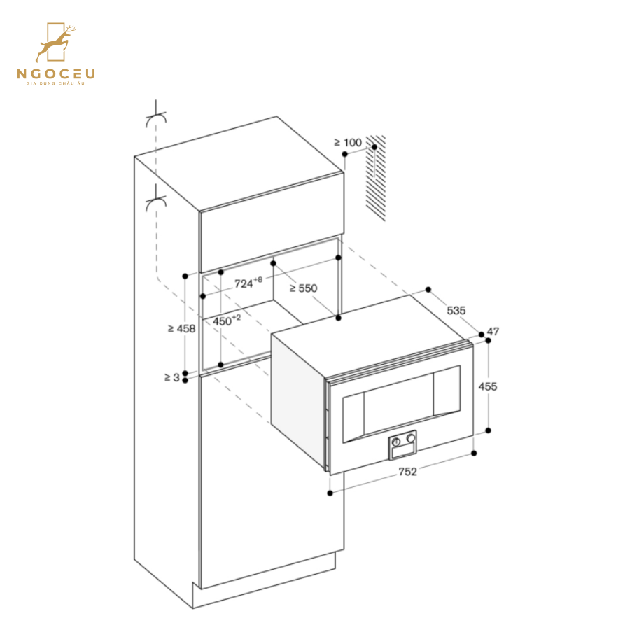 Lò nướng kết hợp lò vi sóng cánh phải Gaggenau BM484110 - Serie 400 - Màu Bạc