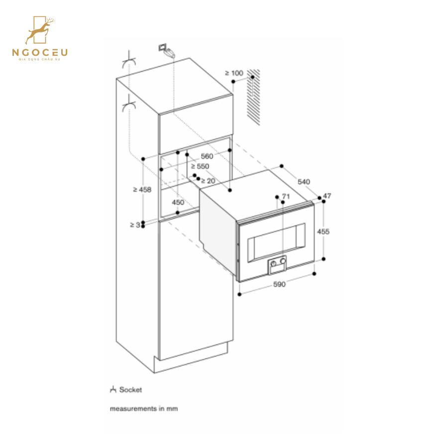 Lò nướng kèm hấp cánh trái Gaggenau BS451111 - Serie 400 - Màu Xám