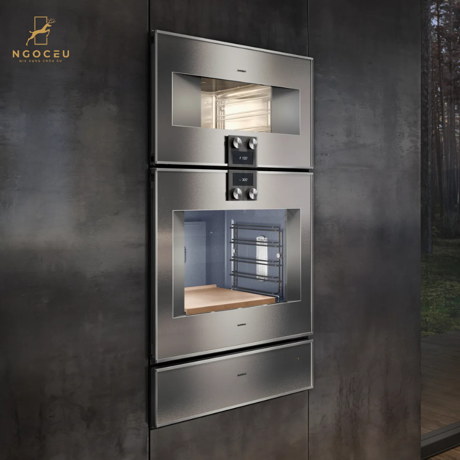 Lò nướng kèm hấp cánh trái Gaggenau BS485112 - Serie 400 - Màu Xám