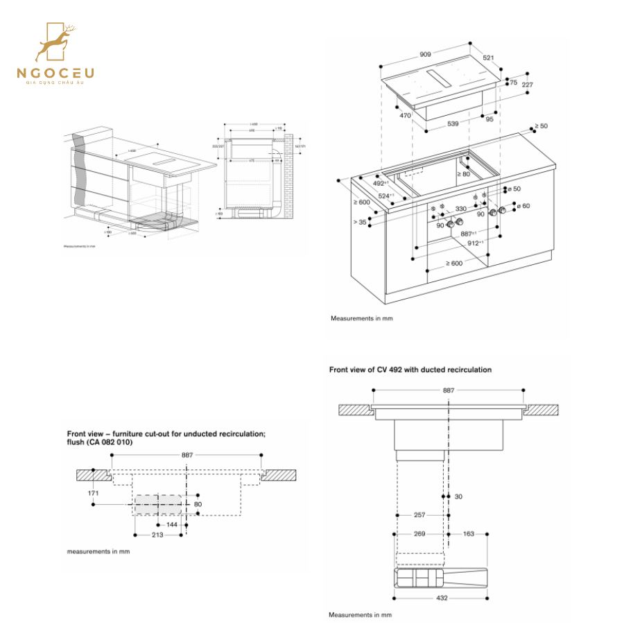 Bếp từ tích hợp hút mùi Gaggenau CV492105 - Serie 400