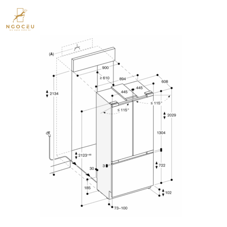 Tủ lạnh âm cửa kiểu pháp 576L - Gaggenau RVY497190 - Serie 400