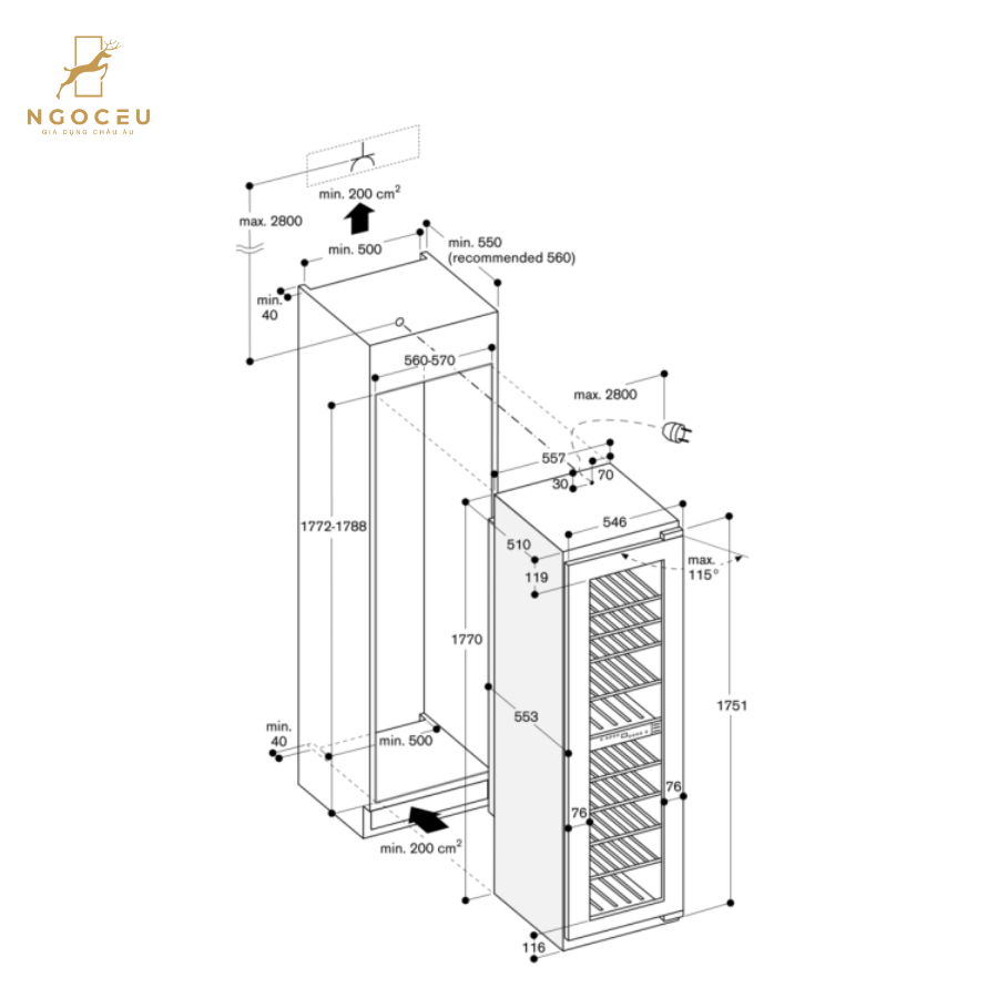 Tủ bảo quản rượu vang Gaggenau RW 282262 - Serie 200
