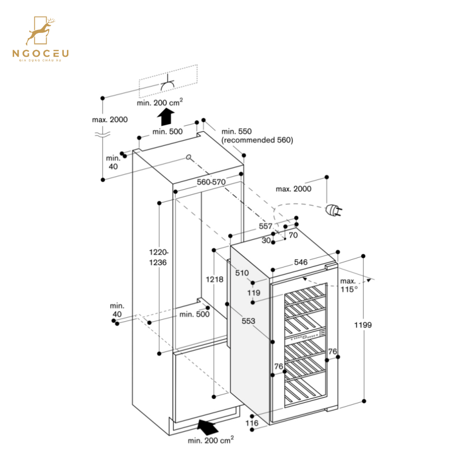 Tủ bảo quản rượu vang Gaggenau RW222263 - Serie 200