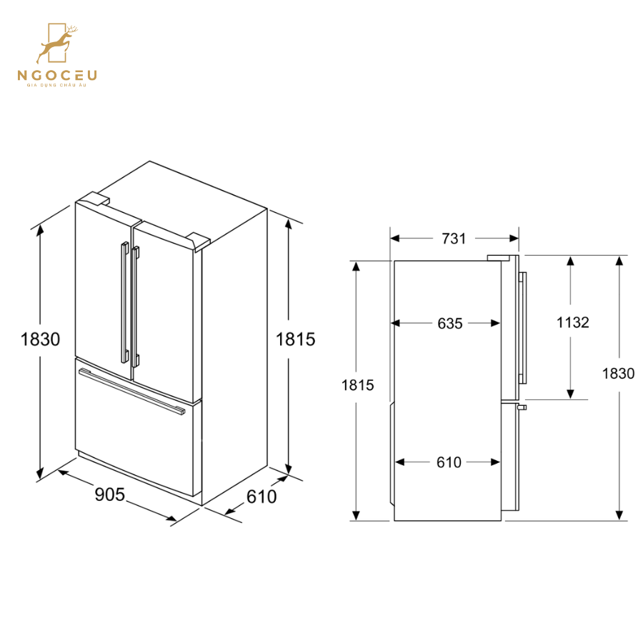 Tủ lạnh độc lập cửa kiểu pháp 573L - Gaggenau RY295350 - Series 200