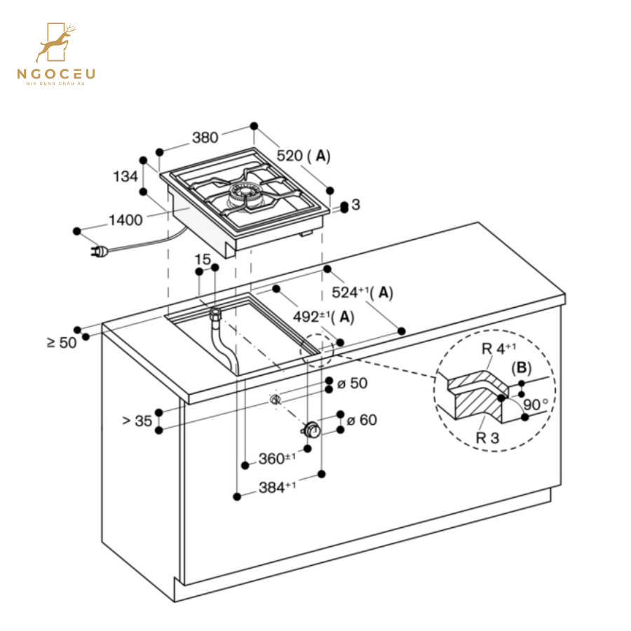 Bếp gas âm Gaggenau VG415115F - Serie 400