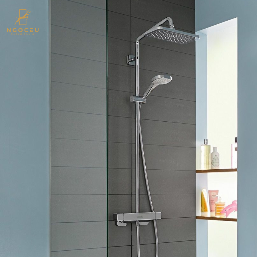 Bộ sen cây bát vuông 3 vòi Hansgrohe Croma E 280 Showerpipe - 27630000