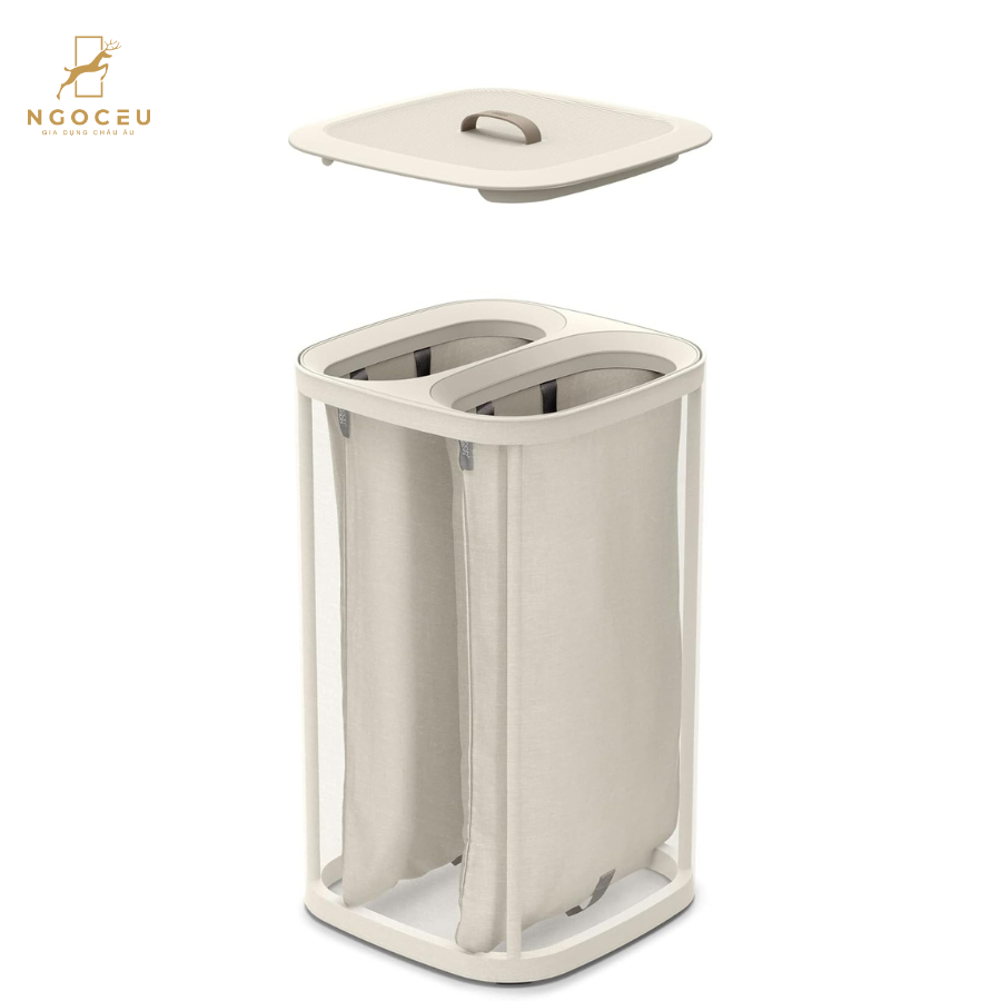 Thùng đựng đồ giặt 2 ngăn có quai xách Joseph Joseph 50019 Tota 60L - Màu kem