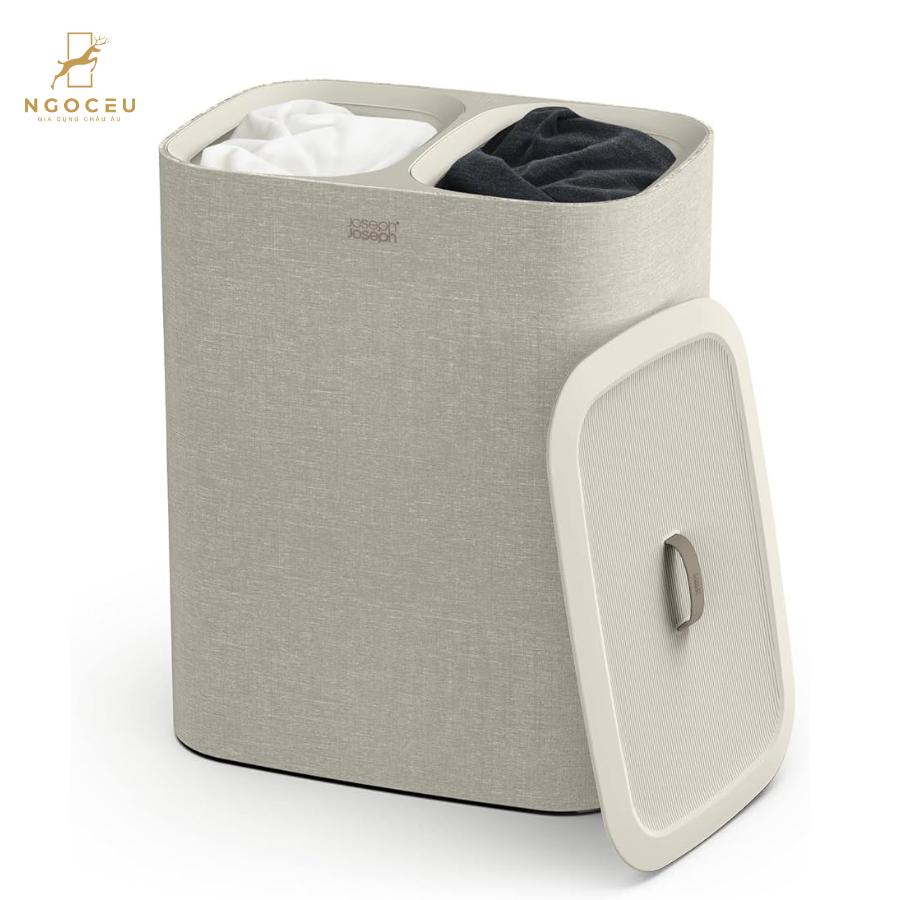 Thùng đựng đồ giặt 2 ngăn có quai xách Joseph Joseph 50020 Tota 90L - Màu kem