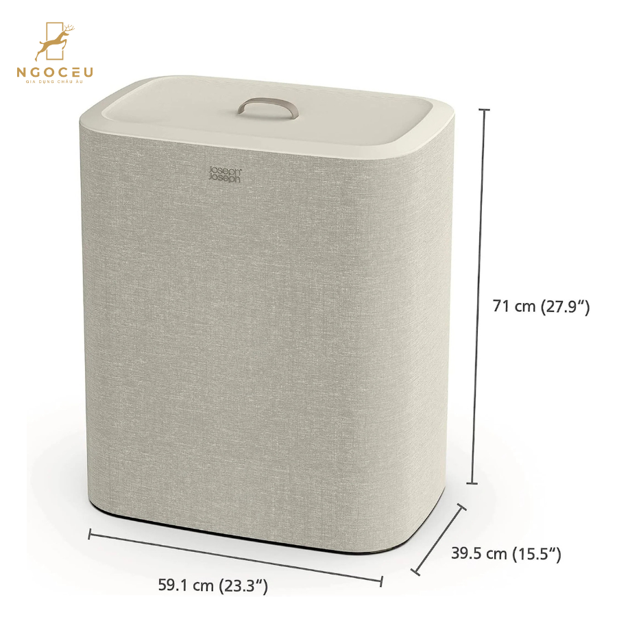 Thùng đựng đồ giặt 3 ngăn có quai xách Joseph Joseph 50021 Tota Trio 90L - Màu kem