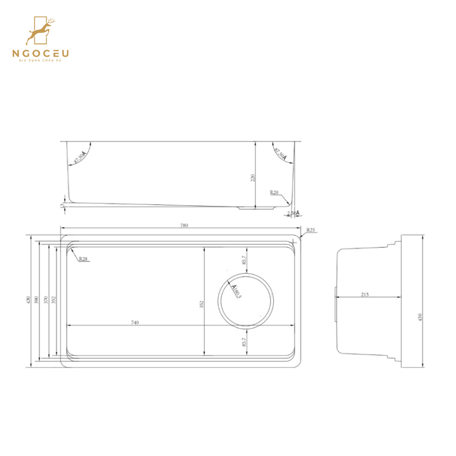 Chậu rửa bát Konox Tari 780SM
