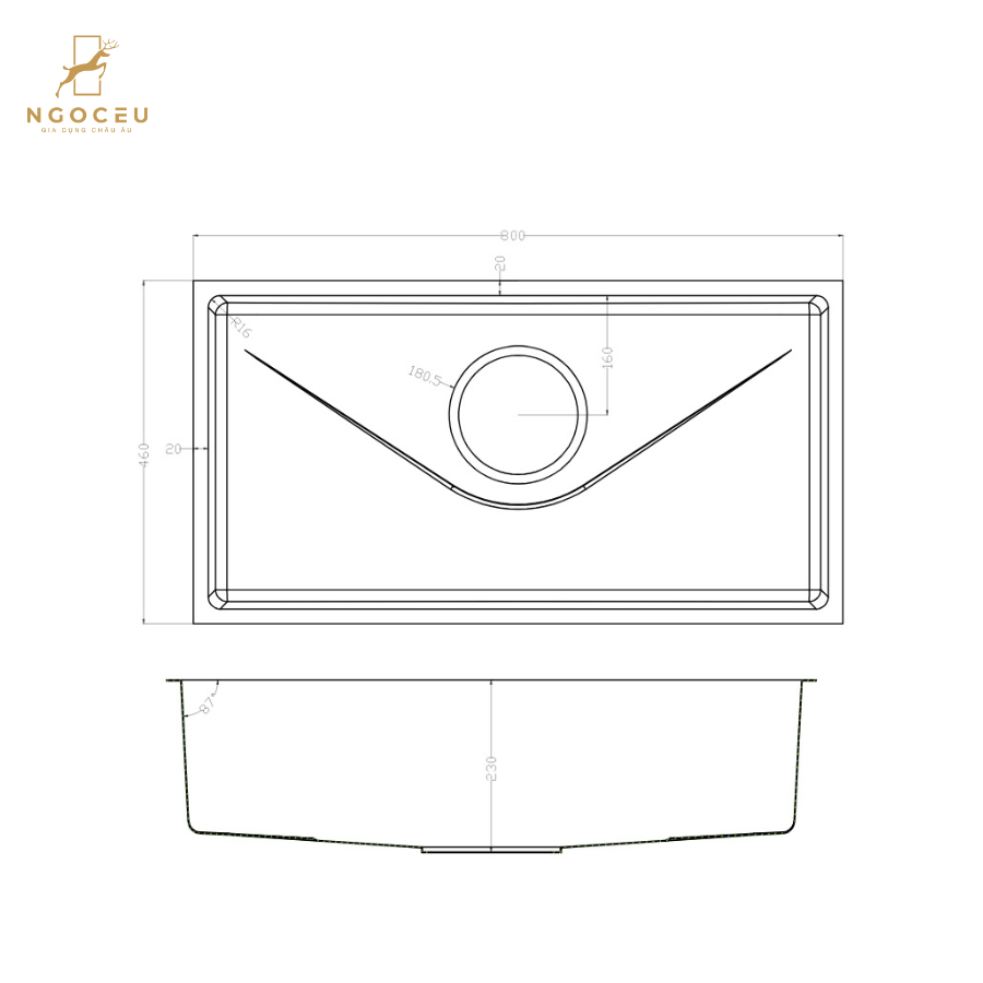 Chậu rửa bát Konox Tari 800SM