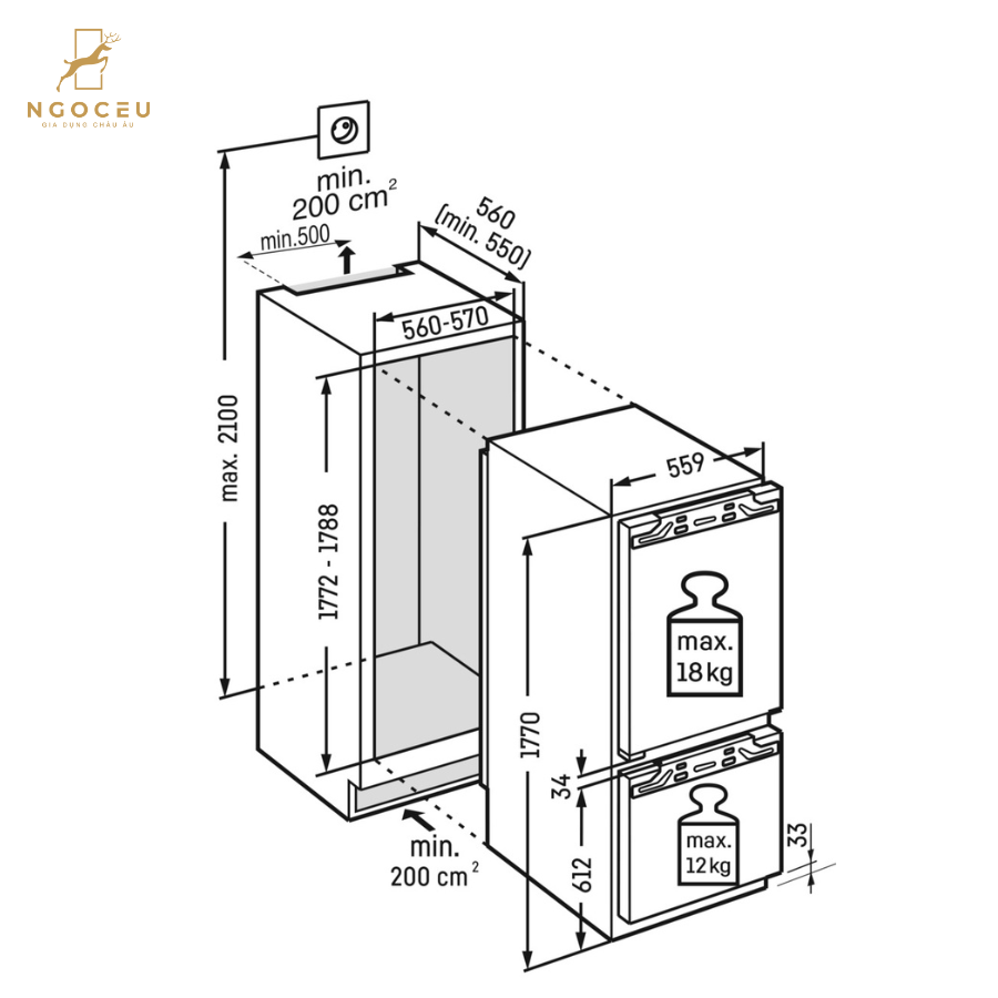 Tủ lạnh 274L- Liebherr IRCE 5121 Plus
