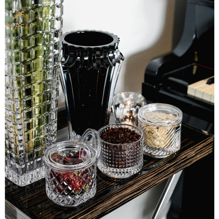 Bình hoa Rogaska Crown Jewel 25cm - Màu đen