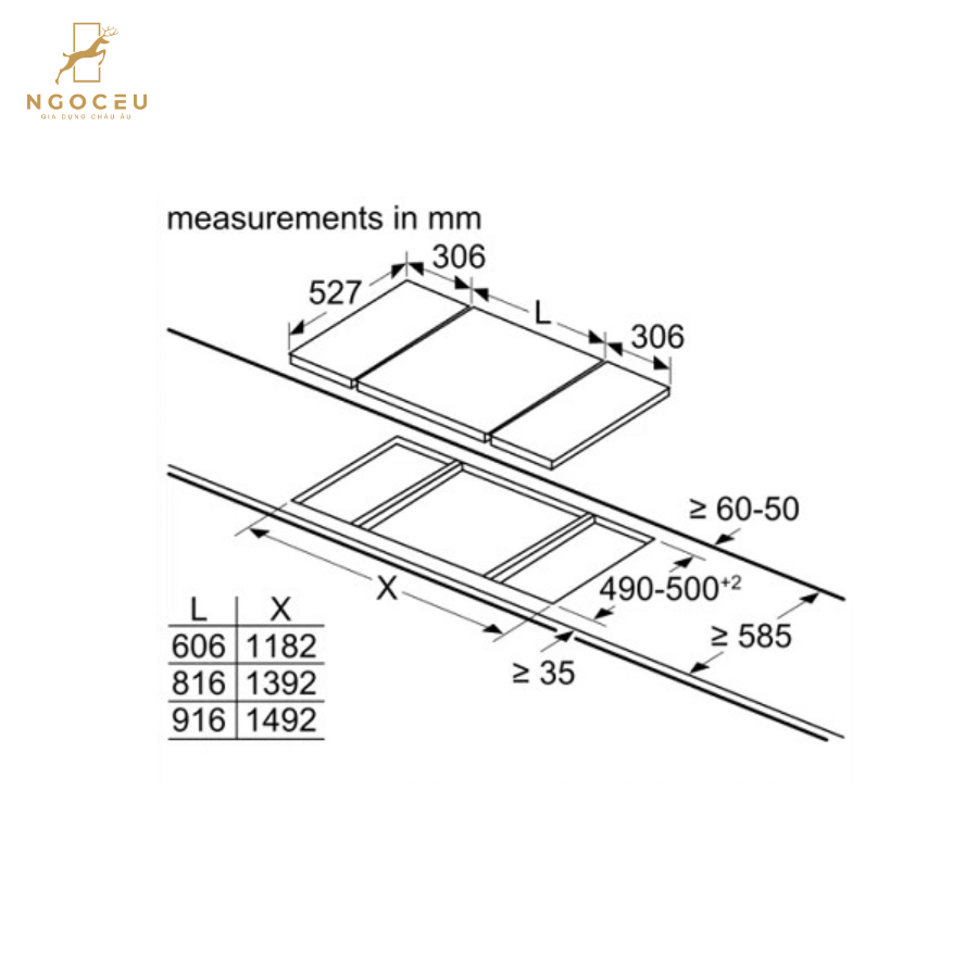 Bếp từ 2 vùng nấu Domino Bosch PKF375CA1E