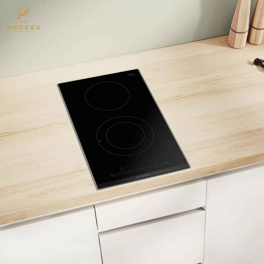 Bếp từ 2 vùng nấu 1 vùng từ 1 vùng hồng ngoại Domino Bosch PKF375FP2E - Series 6