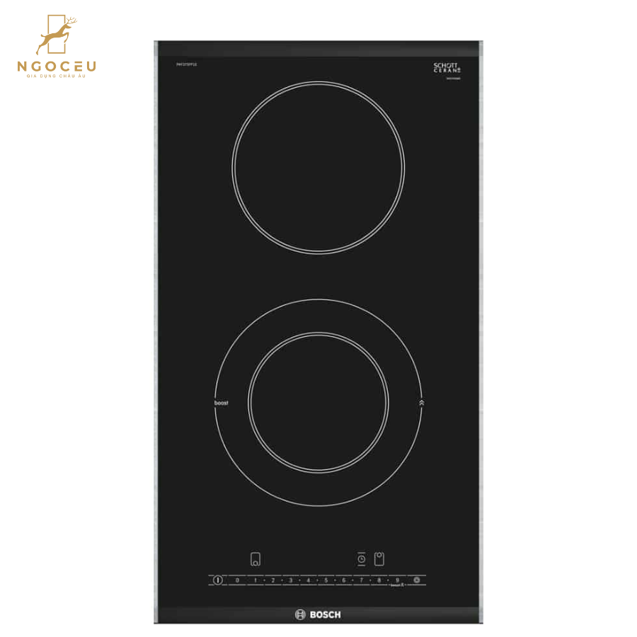Bếp từ 2 vùng nấu 1 vùng từ 1 vùng hồng ngoại Domino Bosch PKF375FP2E - Series 6