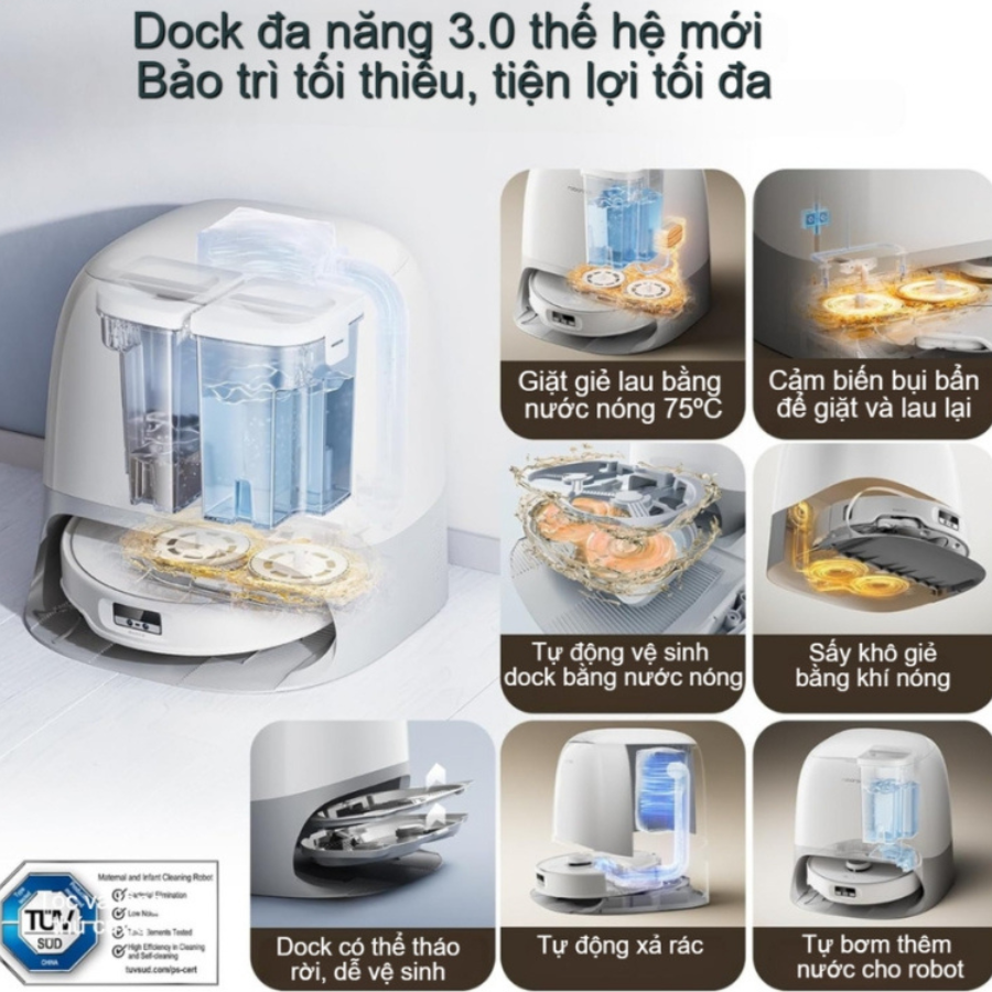 Robot hút bụi lau nhà Roborock Q Revo Curv Bản Quốc Tế - Màu Trắng