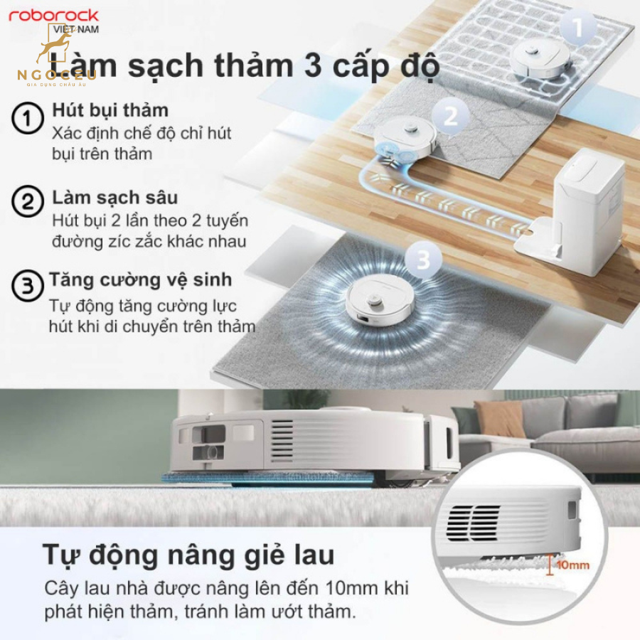 Robot hút bụi lau nhà Roborock Q Revo MaxV Bản Quốc Tế - Màu Trắng