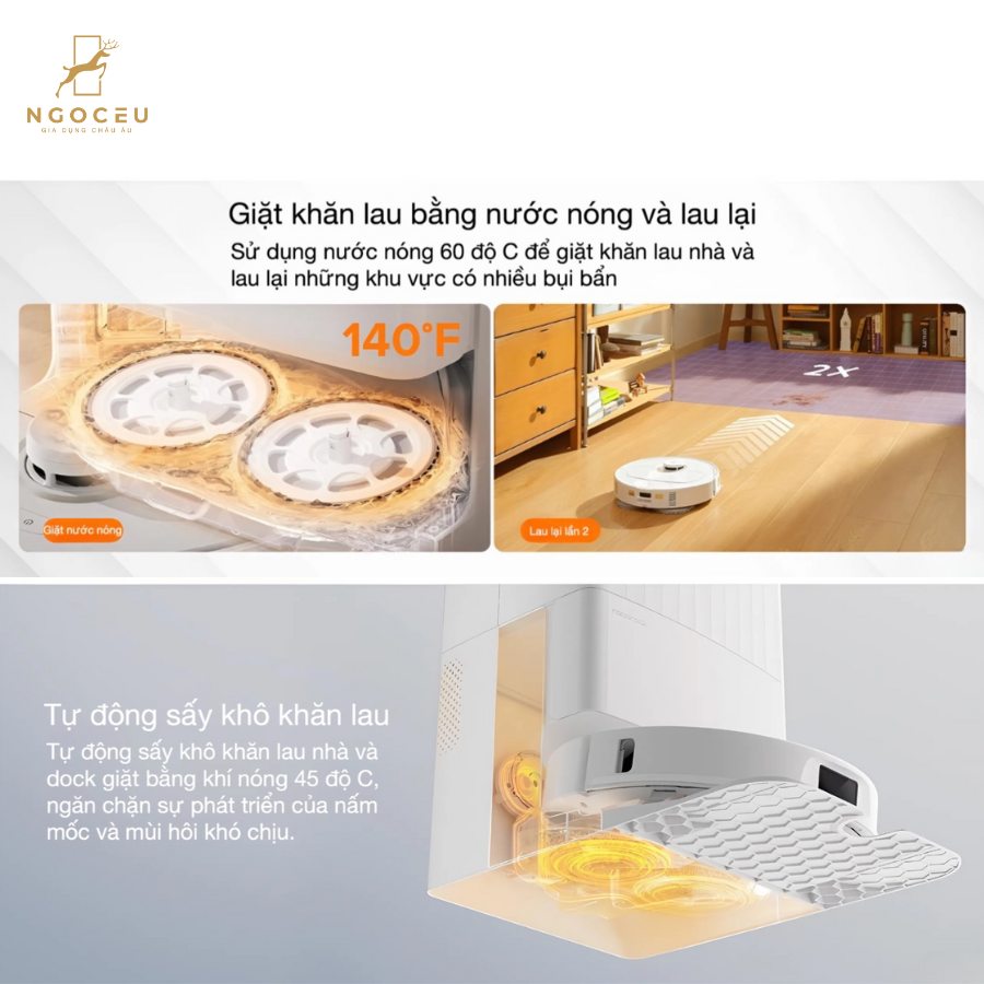 Robot hút bụi lau nhà Roborock Q Revo Pro Bản Quốc Tế - Màu Trắng