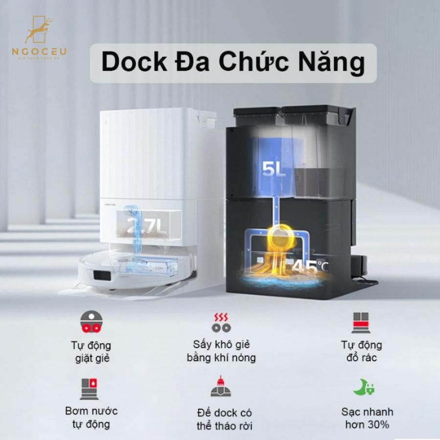Robot hút bụi lau nhà Roborock Q Revo Bản Quốc Tế - Màu Trắng
