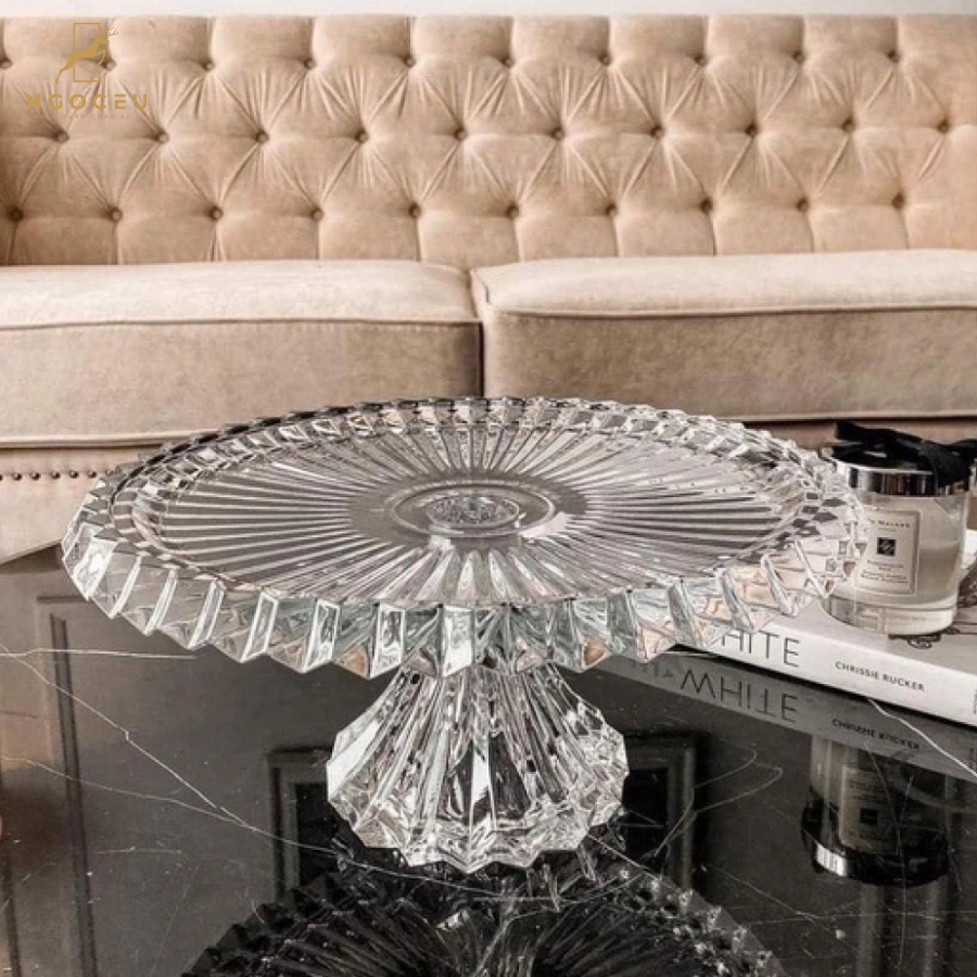 Chân bồng pha lê Rogaska Crown Jewel 33cm - Màu trắng