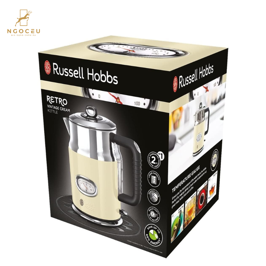 Ấm siêu tốc Russell Hobbs Retro 21672-70 2400W 1.7L - Màu Kem
