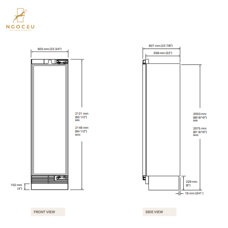 Tủ đông 358l âm tủ Signature SKSCF2411P - 60cm