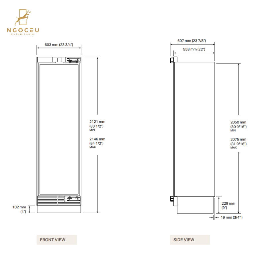 Tủ mát 386l âm tủ Signature SKSCR2411P - 60cm