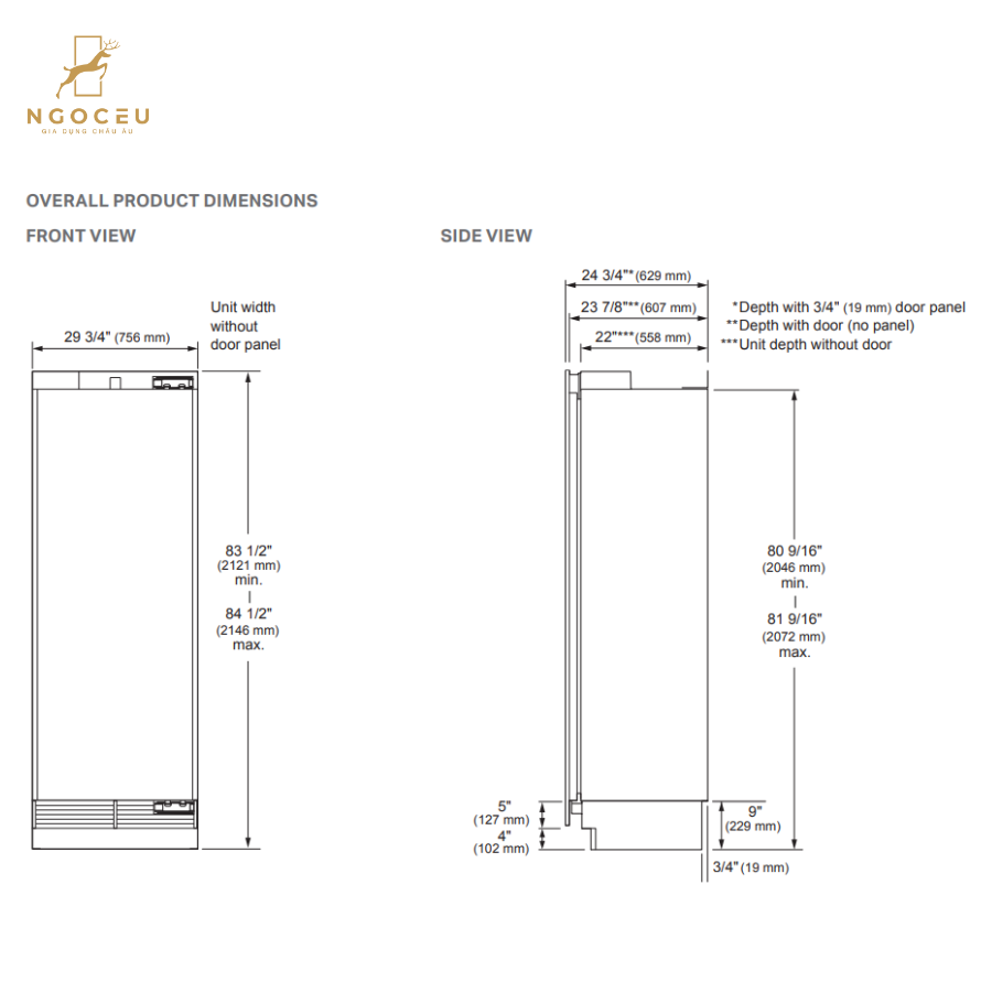 Tủ mát 516l  âm tủ Signature SKSCR3011P - 75cm