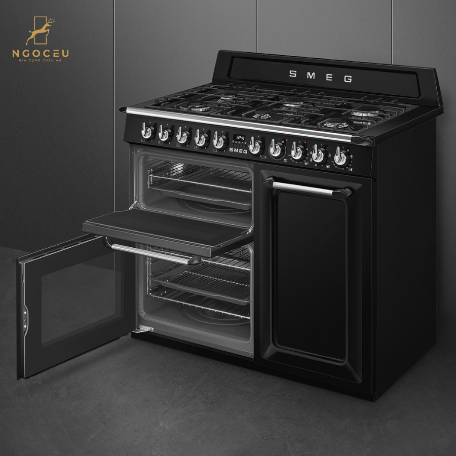 Bếp gas hỗn hợp kèm lò nướng Smeg TR103BL