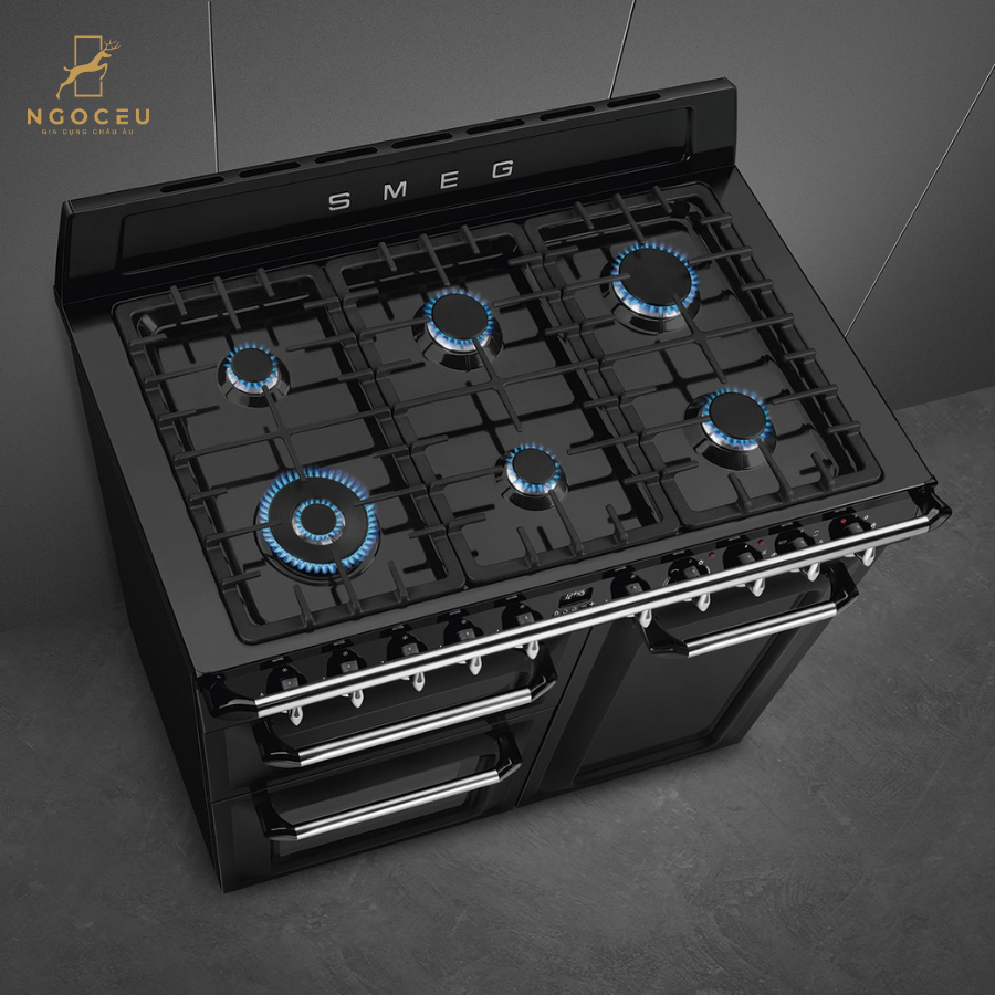 Bếp gas hỗn hợp kèm lò nướng Smeg TR103BL