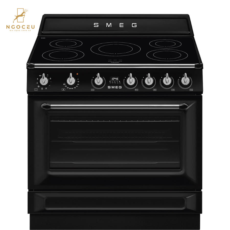 Bếp từ hỗn hợp kèm lò nướng Smeg TR90IMBL