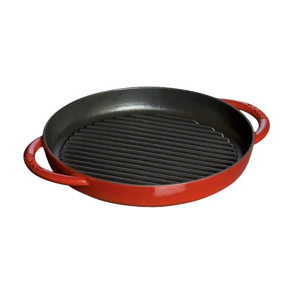 Staub chảo gang nướng 2 tay cầm 26cm – Màu đỏ Cherry