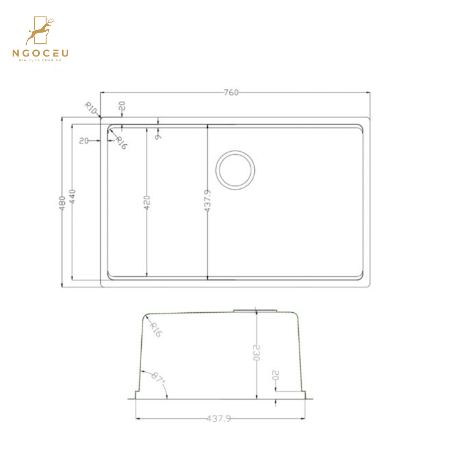 Chậu rửa bát Konox Tari 7648SM