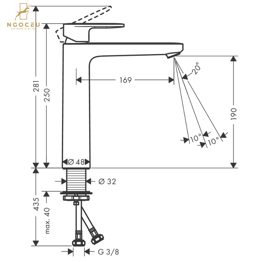 Vòi Lavabo Hansgrohe Vernis Blend  Basin 190 - 71582000