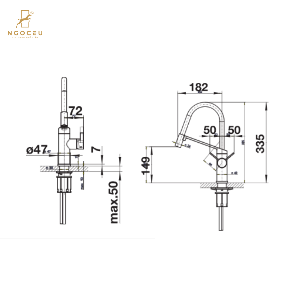 Vòi rửa bát Blanco VIU-S - 524813 - Màu Xanh