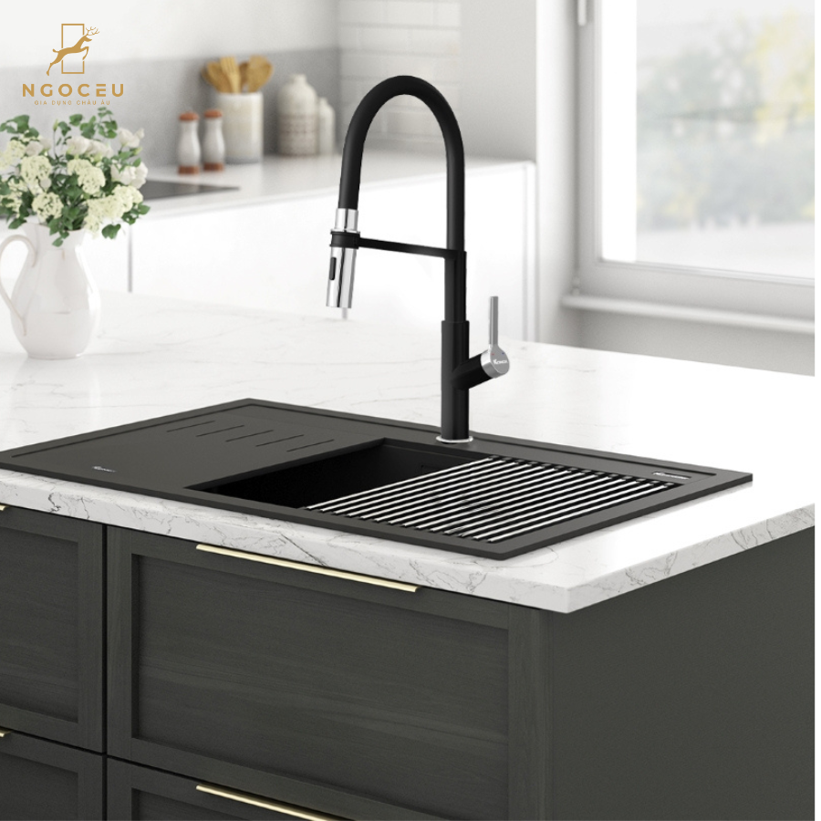 Vòi rửa bát thân mềm Tema Black