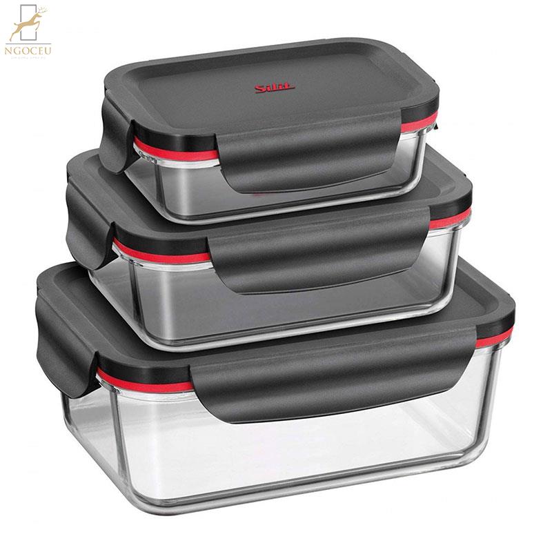 Bộ 3 hộp thủy tinh đựng thực phẩm chuyên dụng Silit Storio