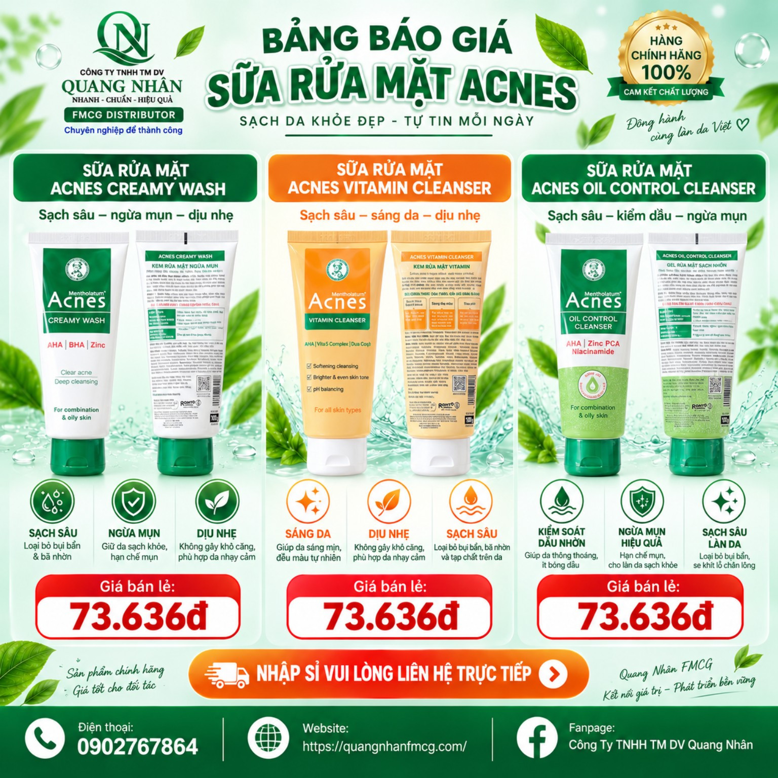 Bảng giá sữa dưỡng thể Vaseline tại Quang Nhân FMCG